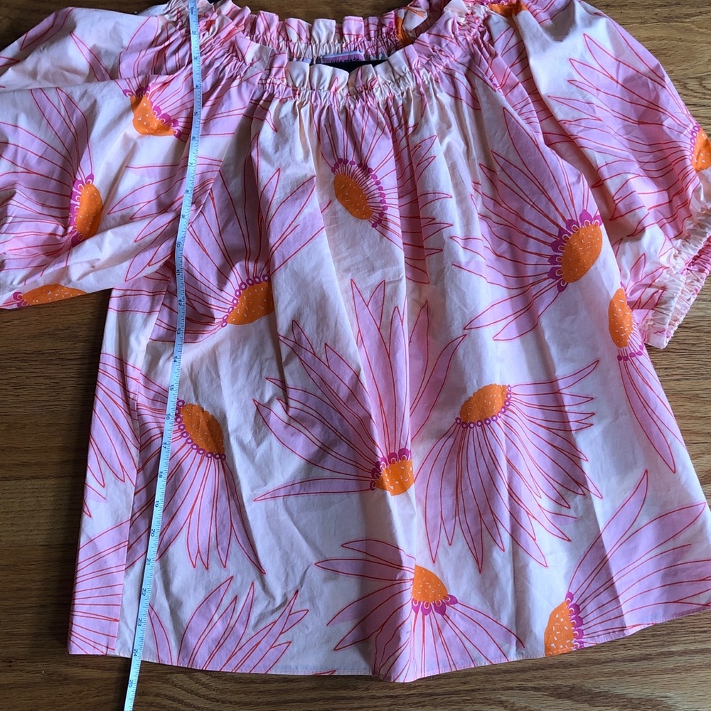 NWOT kate spade Pink Floral Puff-Sleeve Blouse - Picture 7 of 10